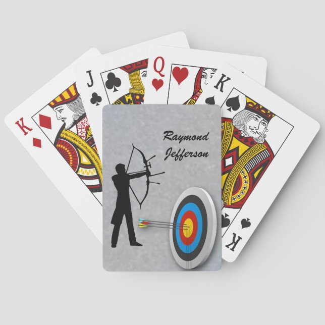 Archer and Target personalize with Name Playing Cards (Back)