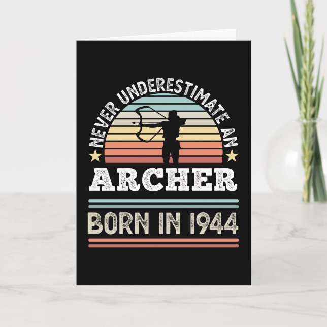 Archer born 1944 80th Birthday Archery Gift Card (Front)