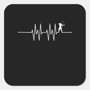 Archer Heartbeat EKG Bow Hunting Archery Pulse Square Sticker