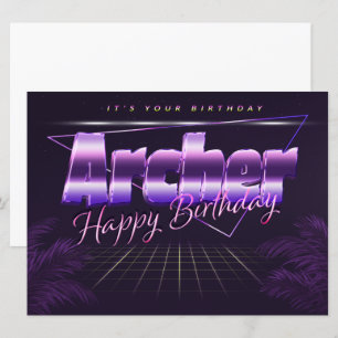 Archer Name Vorname lila retro Karte Geburtstag Card
