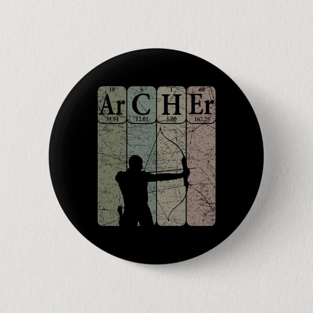 Archer Periodic Table Elements Bow Hunting Archery 2 Inch Round Button (Front)