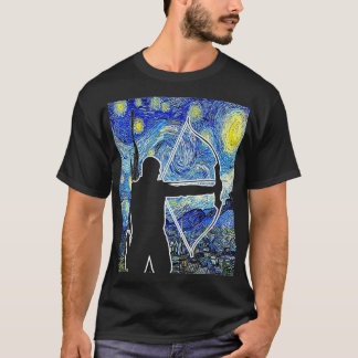 Archer Starry Night Van Gogh Bow Hunting Archery T-Shirt