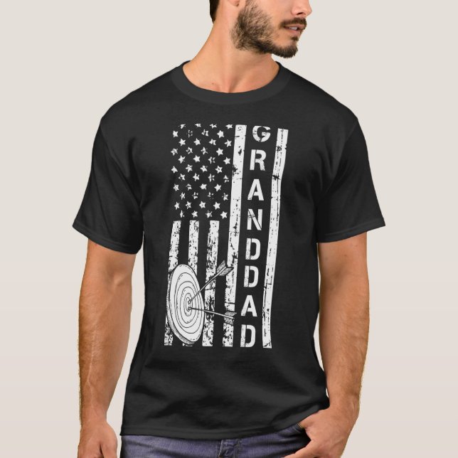 Archer Us Flag Bow  Target Arrow Bowman Archery Gr T-Shirt (Front)