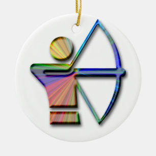 Archer with Bow and Arrow Ceramic Ornament