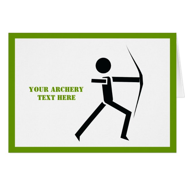 Archer with bow black green archery greeiting card (Front Horizontal)