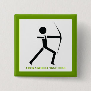 Archer with his bow black, green archery custom 2 inch square button