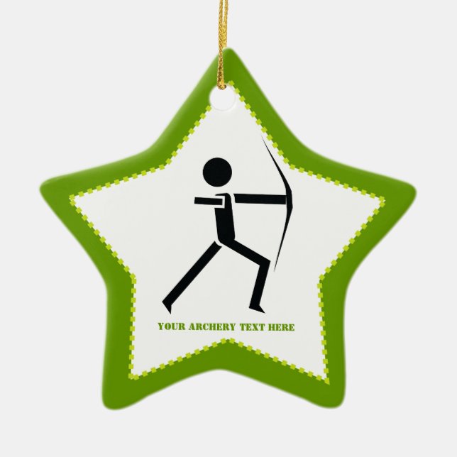 Archer with his bow black, green archery custom ceramic ornament (Front)