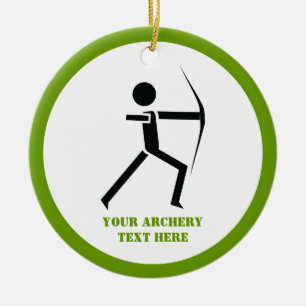 Archer with his bow black, green archery custom ceramic ornament