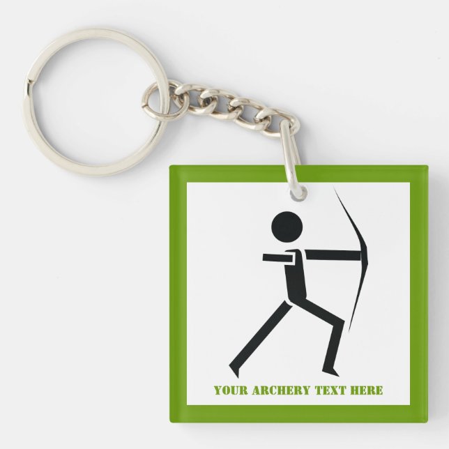 Archer with his bow black, green archery custom keychain (Front)