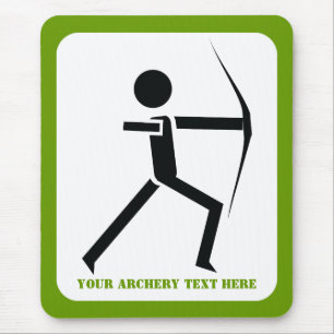 Archer with his bow black, green archery custom mouse pad