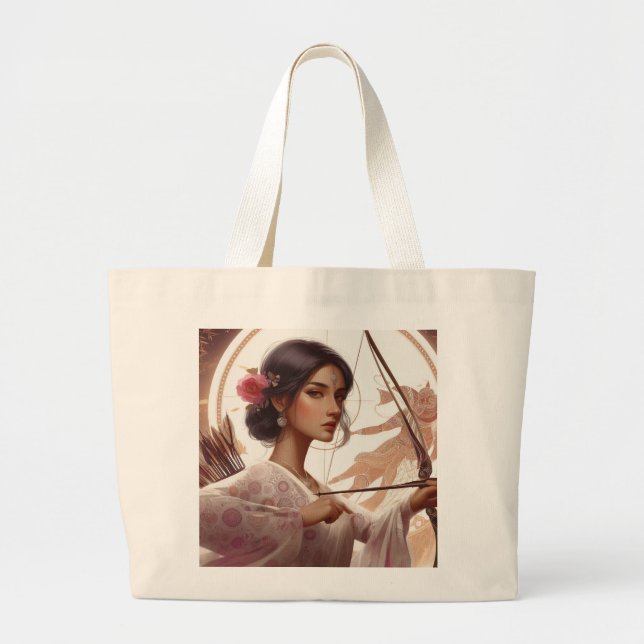 Archeress Pink Flower  Large Tote Bag (Front)