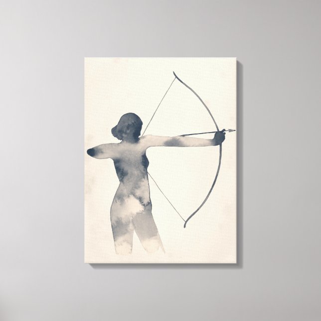 Archeress Watercolor Silhouette Canvas Print (Front)