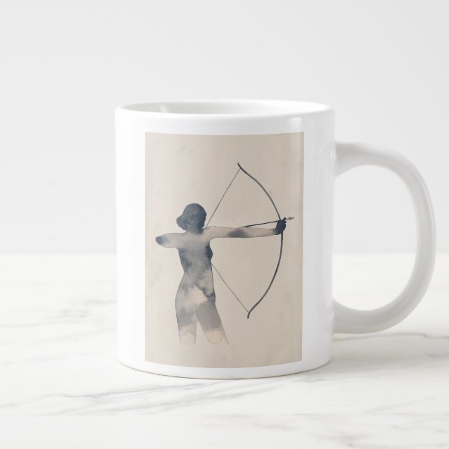 Archeress Watercolor Silhouette Large Coffee Mug (Right)
