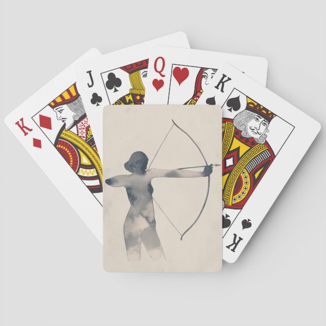 Archeress Watercolor Silhouette Playing Cards (Back)