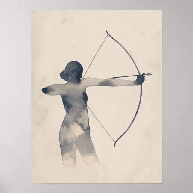 Archeress Watercolor Silhouette Poster (Front)