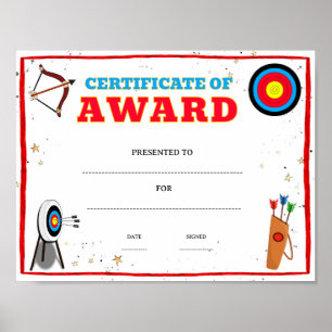 Archery achievement award editable poster