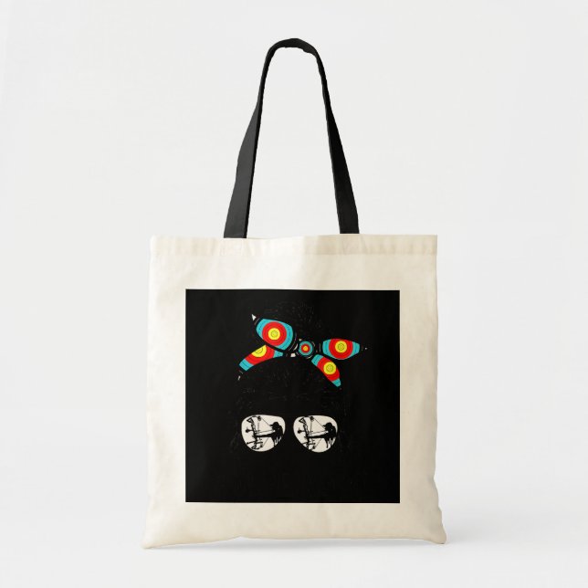 Archery Aunt Life Messy Bun Hair Glasses Mother's Tote Bag (Front)