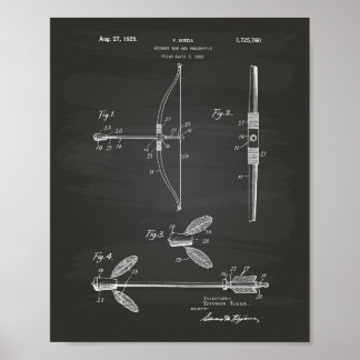Archery Bow 1929 Patent Art Chalkboard Poster