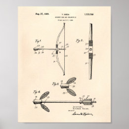 Archery Bow 1929 Patent Art Old Peper Poster