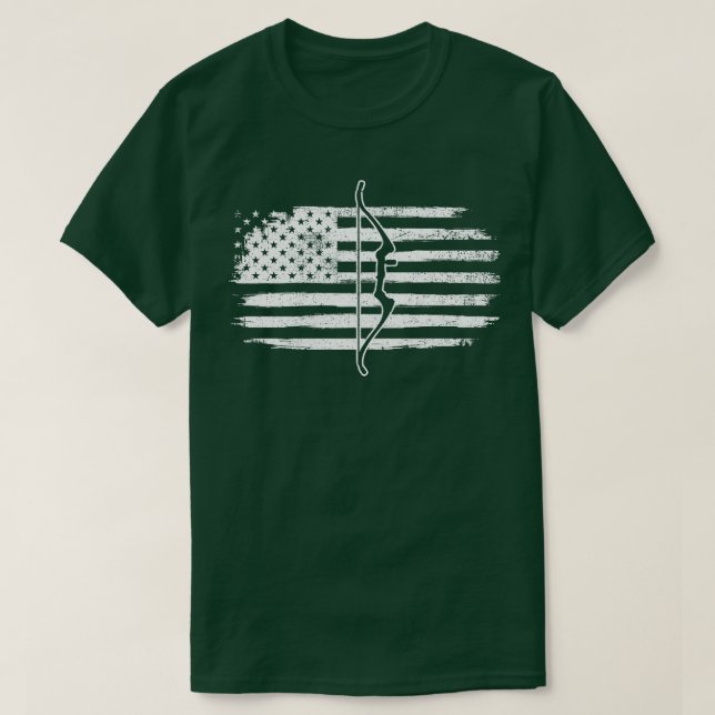 Archery Bow American Flag  T-Shirt (Design Front)
