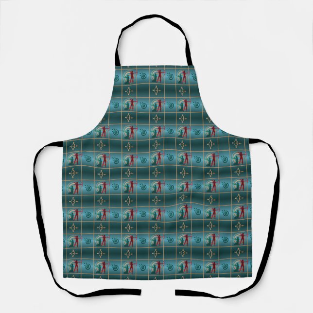 Archery Bow and Arrow - Green Pattern Apron (Front)