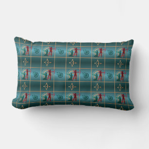 Archery Bow and Arrow - Green Pattern Lumbar Pillow