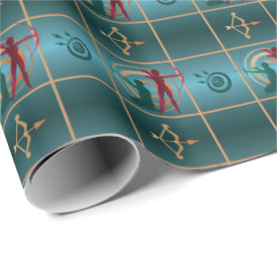 Archery Bow and Arrow - Green Pattern Wrapping Paper