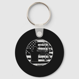 Archery Bow Hunting Usa American Flag 4th Of July  Keychain