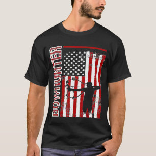 Archery Bowhunter Patriotic American Flag  Idea T-Shirt