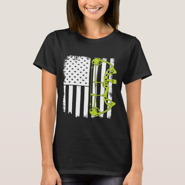Archery Compound Bow Usa Flag American Flag Bow Ar T-Shirt (Front)