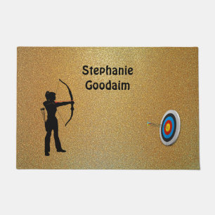 Archery Female Archer silhouette and Target Doormat