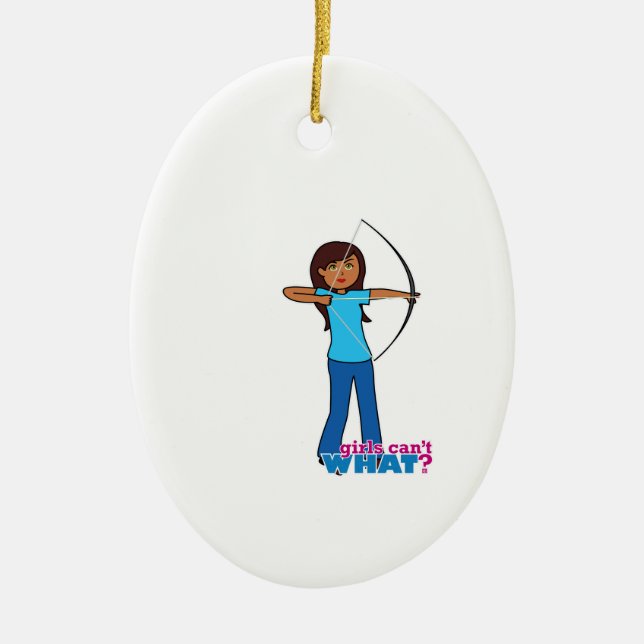 Archery Girl Ceramic Ornament (Front)