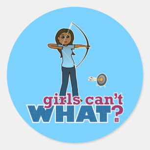 Archery Girl in Blue - Dark Classic Round Sticker