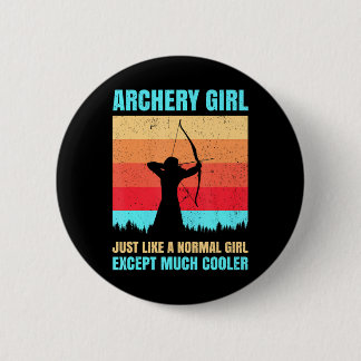 Archery Girl Target Arrows Archer Arrow Bow Sport 2 Inch Round Button