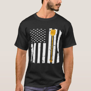 Archery Golden Arrow Bow Distressed American Flag T-Shirt