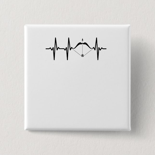 Archery Heartbeat Bow and Arrow Archer 2 Inch Square Button (Front)