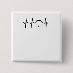 Archery Heartbeat Bow and Arrow Archer 2 Inch Square Button