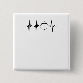 Archery Heartbeat Bow and Arrow Archer 2 Inch Square Button