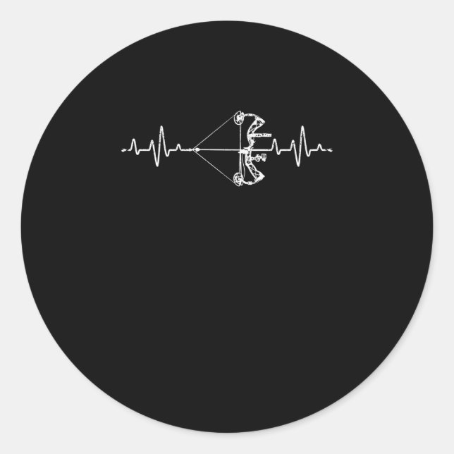 Archery Heartbeat Sport Bow and Arrow Target Classic Round Sticker (Front)