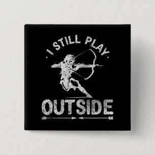 Archery Hunter Bow Hunting Distressed 2 Inch Square Button
