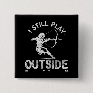 Archery Hunter Bow Hunting Distressed 2 Inch Square Button