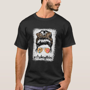 Archery Mimi Messy Hair Bun Leopard Women Mother's T-Shirt
