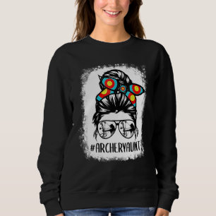 Archery Mom Life Messy Bun Hair Glasses Mother's D Sweatshirt