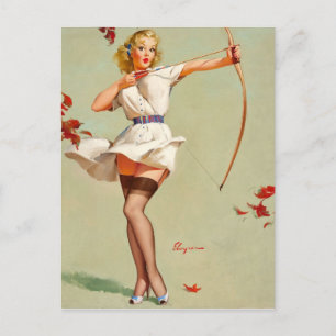 Archery Pin-Up Girl Postcard