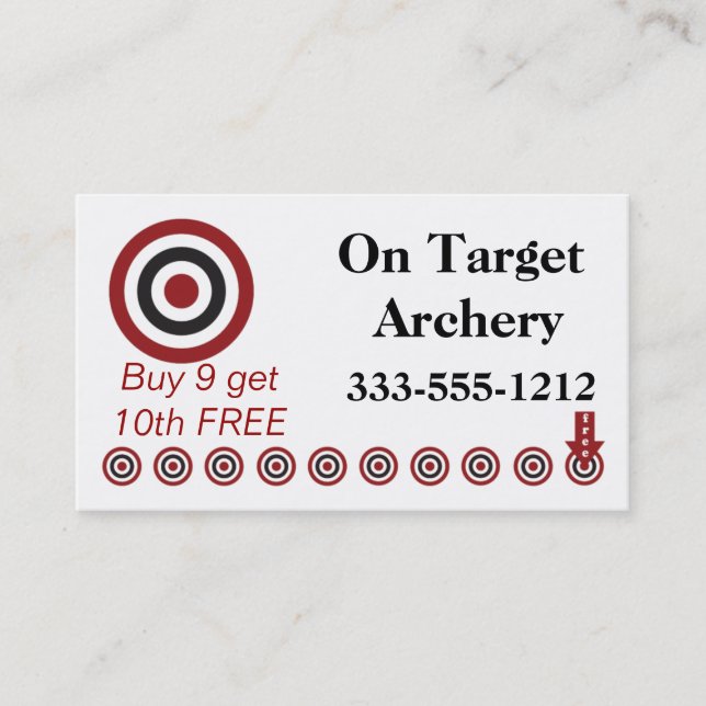 Archery Punch Card Customer Loyalty Business Card (Front)