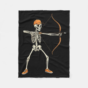 Archery Skeleton Halloween Funny for Men Boys Kids Fleece Blanket