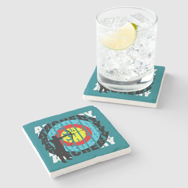 Archery Sport Cool Typography Archers Graphic Stone Coaster (Side)