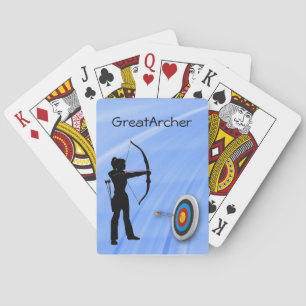 Archery Sport female archer and target Personalize Playing Cards