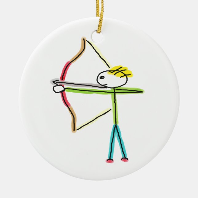 Archery Stickman Ceramic Ornament (Front)