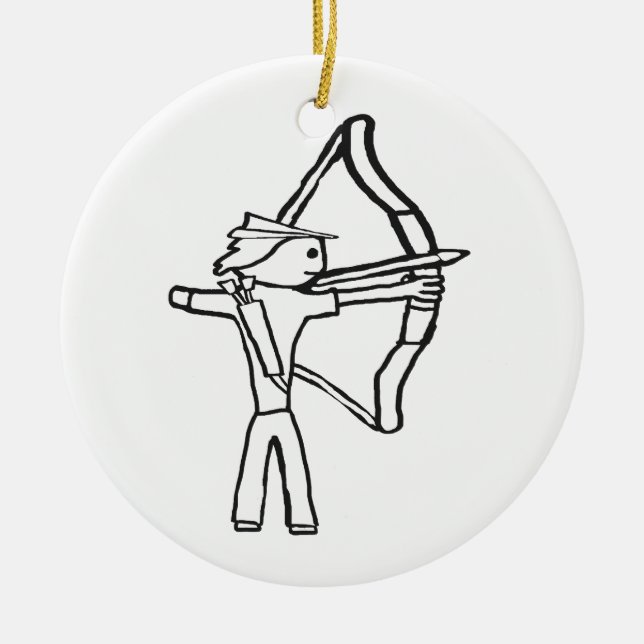 Archery Stickman Ceramic Ornament (Front)